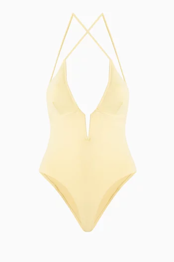 Deep V Compression One-piece Swimsuit