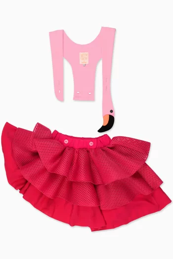 فستان كشكش بتصميم طائر فلامينجو