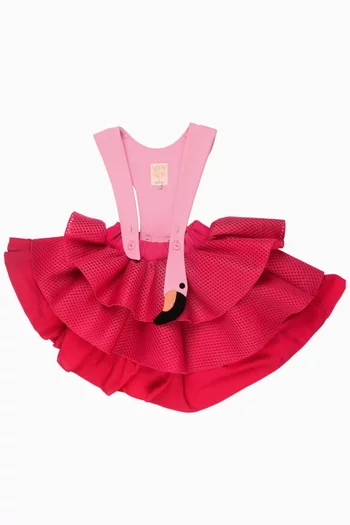 فستان كشكش بتصميم طائر فلامينجو