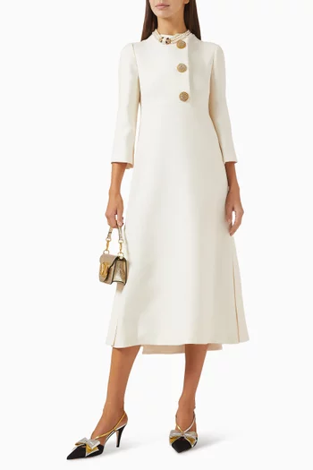Crepe Couture Midi Dress in Wool-blend