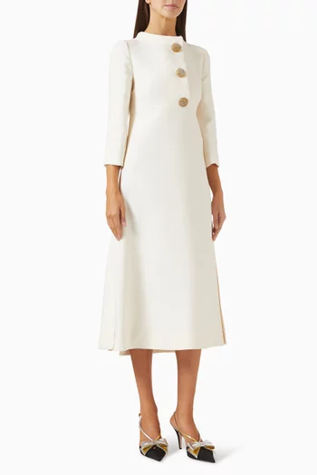 Crepe Couture Midi Dress in Wool-blend