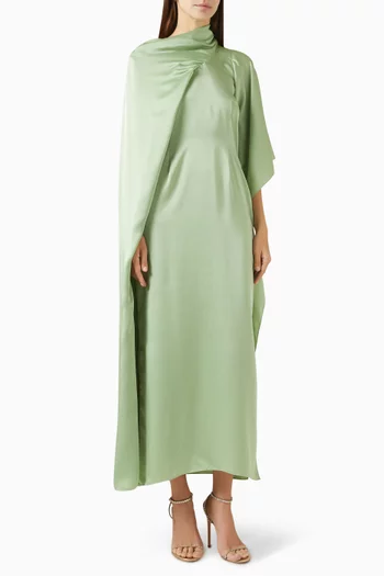 Cape Maxi Dress in Satin