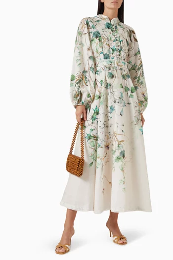 Floral-print Belted Dress