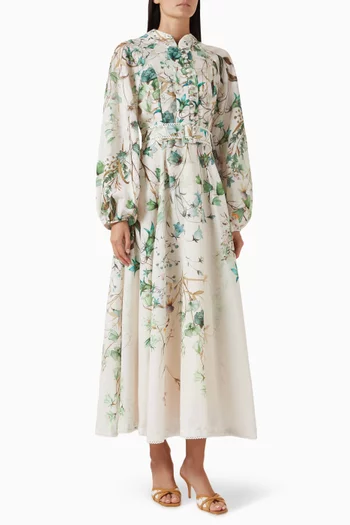 Floral-print Belted Dress
