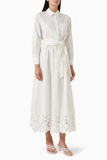 Belted Shirt Midi Dress