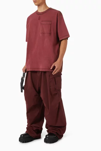 Pleated Cargo Pants in Cotton Blend