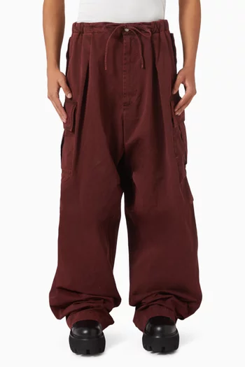 Pleated Cargo Pants in Cotton Blend