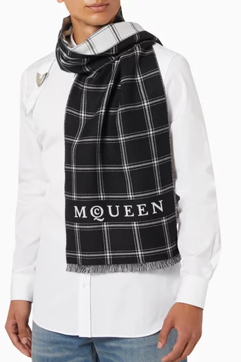 Intarsia Logo Scarf in Wool