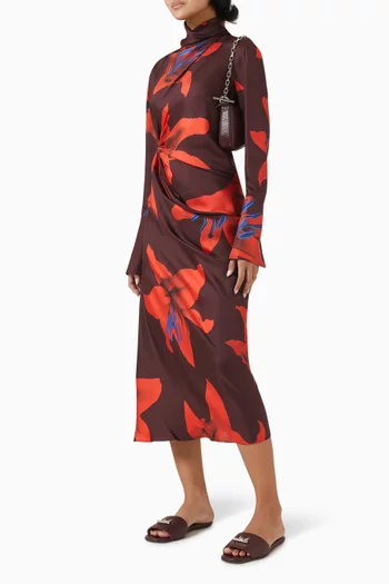 Fire Lily Asymmetric Dress in Silk