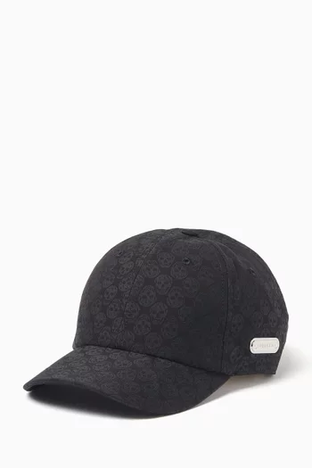 Skull Repeat Baseball Cap in Viscose Blend