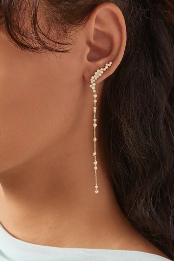 Halo Diamond Single Ear Climber in 18kt Gold