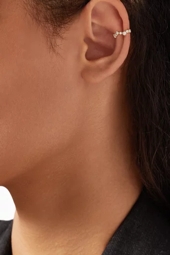 Aqua Diamond Single Ear Cuff in 18kt Gold