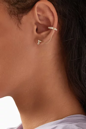 Onda Pavé Diamond Single Ear Cuff in 18kt Gold