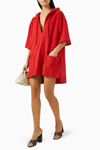 Hainan Hooded Mini Dress in Cotton-blend