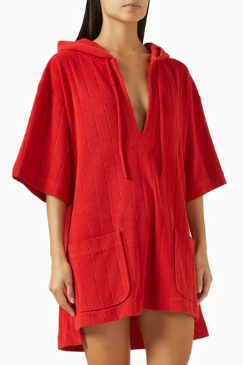 Hainan Hooded Mini Dress in Cotton-blend