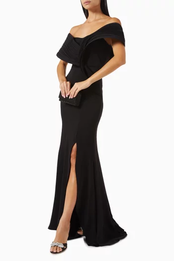 Off-shoulder Dress in Crepe