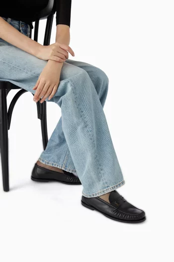 Le Loafer Monogram Penny Slippers in Creased Leather