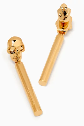 Skull Bar Earrings in Gold-tone Brass