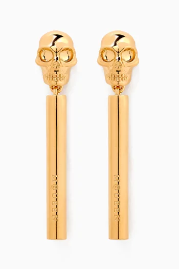 Skull Bar Earrings in Gold-tone Brass