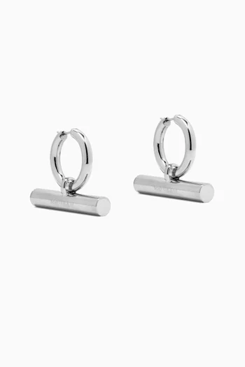 T-Bar Hoop Earrings in Silver-tone Brass