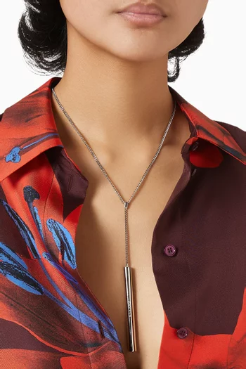 T-Bar Necklace in Silver-tone Brass