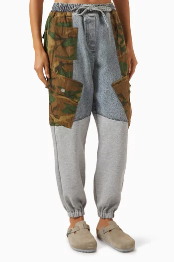 Patchwork Camo Sweatpants in Cotton