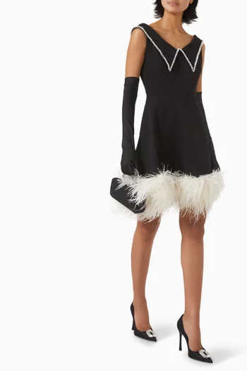 Meryl Feather-trim Mini Dress