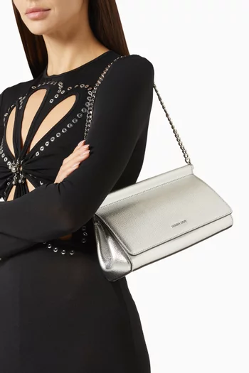 Medium Carmine Clutch Bag in Metallic Leather