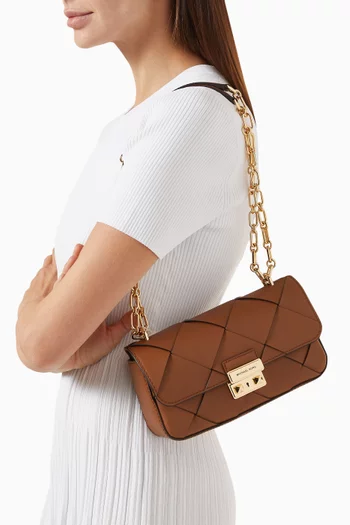 Small Tribeca Shoulder Bag in Woven Leather