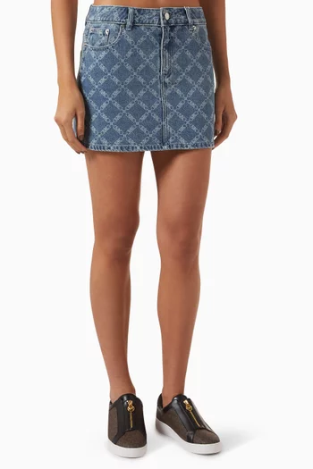 Monogram Mini Skirt in Denim