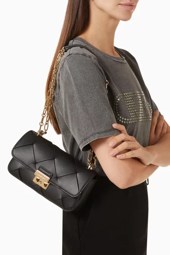Small Tribeca Shoulder Bag in Woven Leather