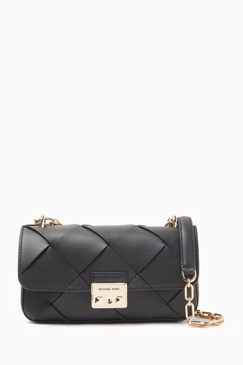 Small Tribeca Shoulder Bag in Woven Leather