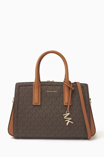 Small Laila Tote Bag in Signature Logo Canvas