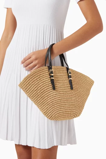 Small Fan Tote Bag in Crochet Straw