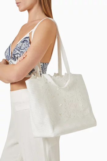 Floral Crochet Tote Bag