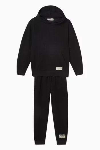 Oversized Jacquard Hoodie in Organic Cotton-blend