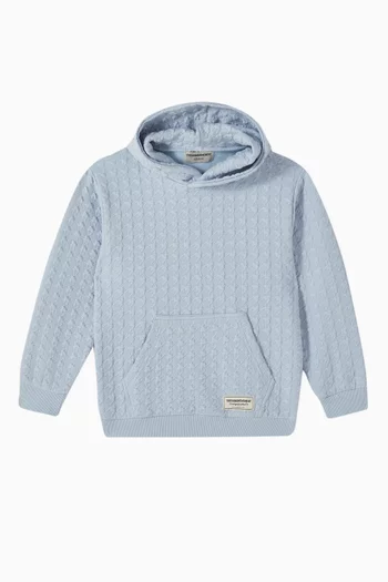 Oversized Jacquard Hoodie in Organic Cotton-blend
