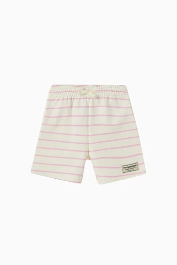Relaxed Striped Shorts in Organic Cotton-blend