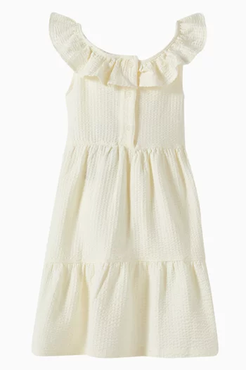 Ruffle-neck Dress in Organic Cotton-blend