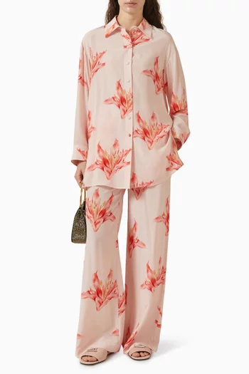 Printed Wide-leg Pants in Silk