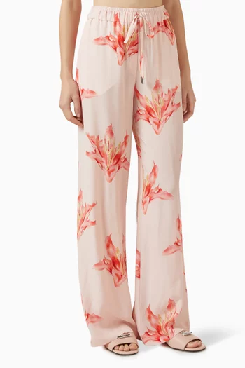 Printed Wide-leg Pants in Silk