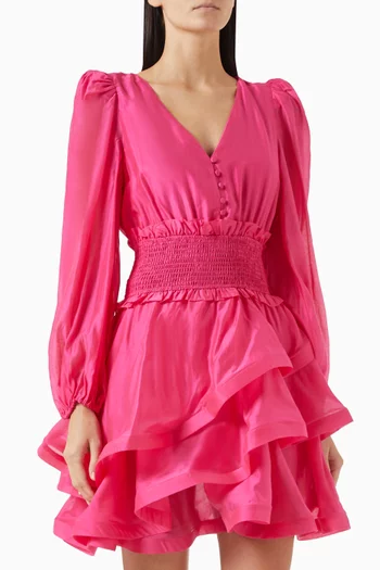 Kalani Tiered Mini Dress in Voile