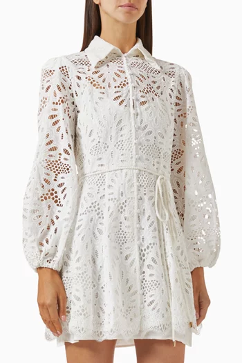 Carli Mini Shirt Dress in Cotton-broderie