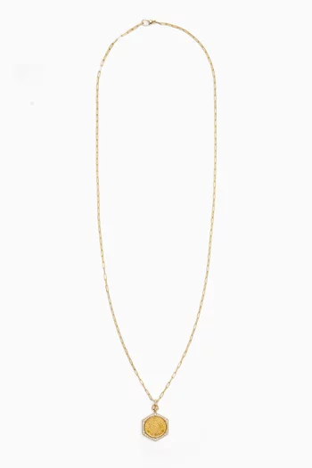 Ginea Diamond Coin Long Necklace in 18kt Gold