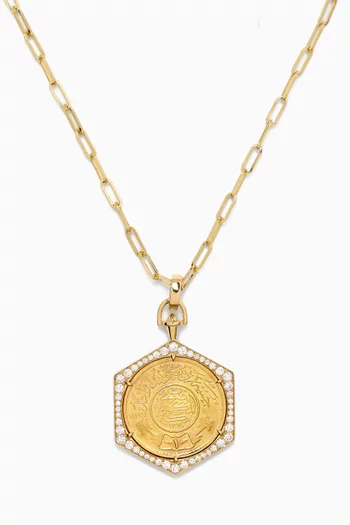 Ginea Diamond Coin Long Necklace in 18kt Gold