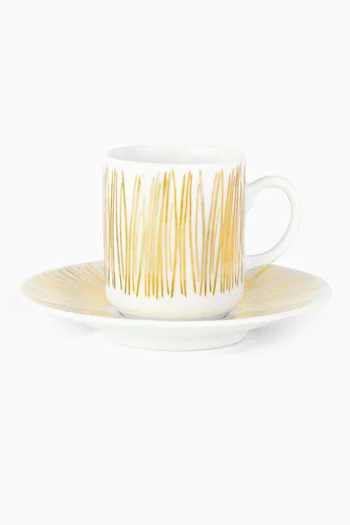 x Razan Alazzouni Golden Stripes Tamrah Turkish Coffee Cups & Saucers, Set of 2