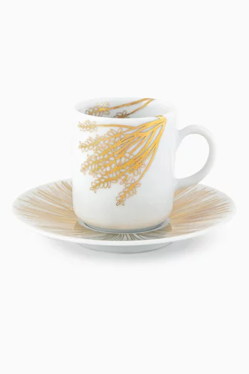 x Razan Alazzouni Eternal Fronds Tamrah Turkish Coffee Cups & Saucers, Set of 2