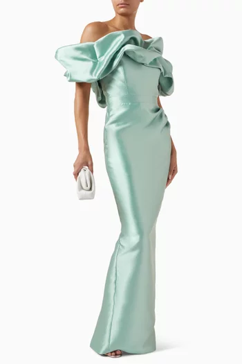 Off-shoulder Gown in Mikado