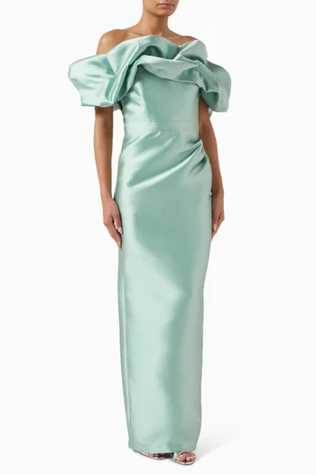 Off-shoulder Gown in Mikado