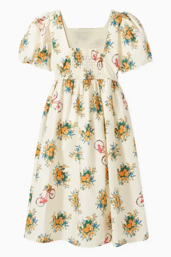 Bicycle & Flower Dress in Cotton